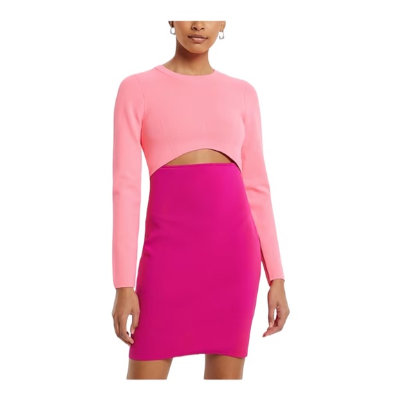 Express Dresses & Skirts - Express Body Contour Long Sleeve Color Block Cutout Mini Sweater Dress | Size S